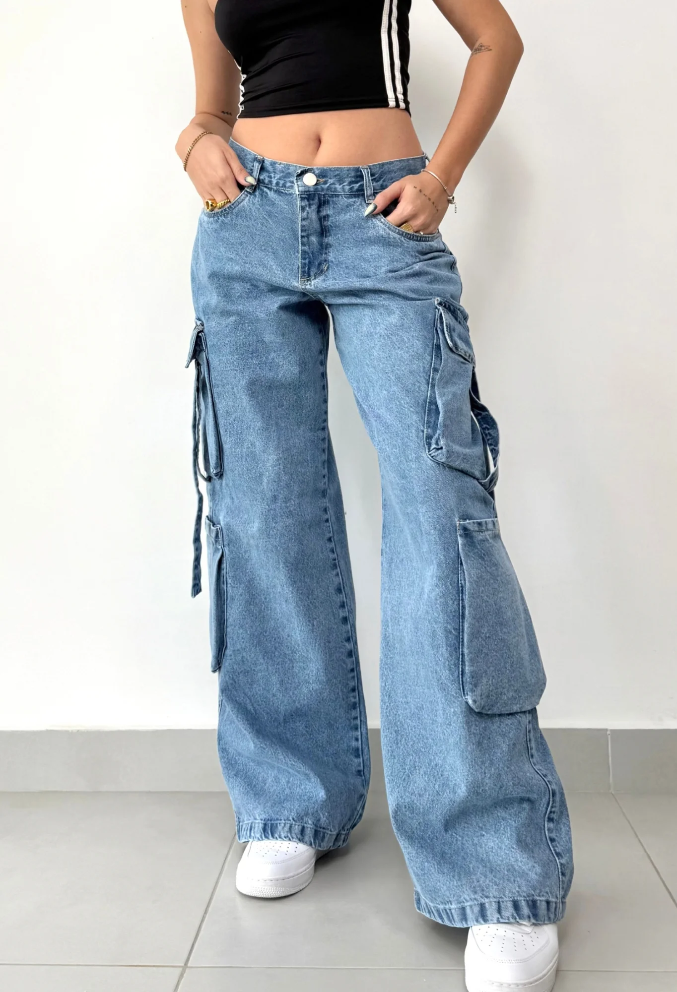 MIL717 - PANTALON RIGIDO CARGO 4 BOLSILLOS CON TIRA
