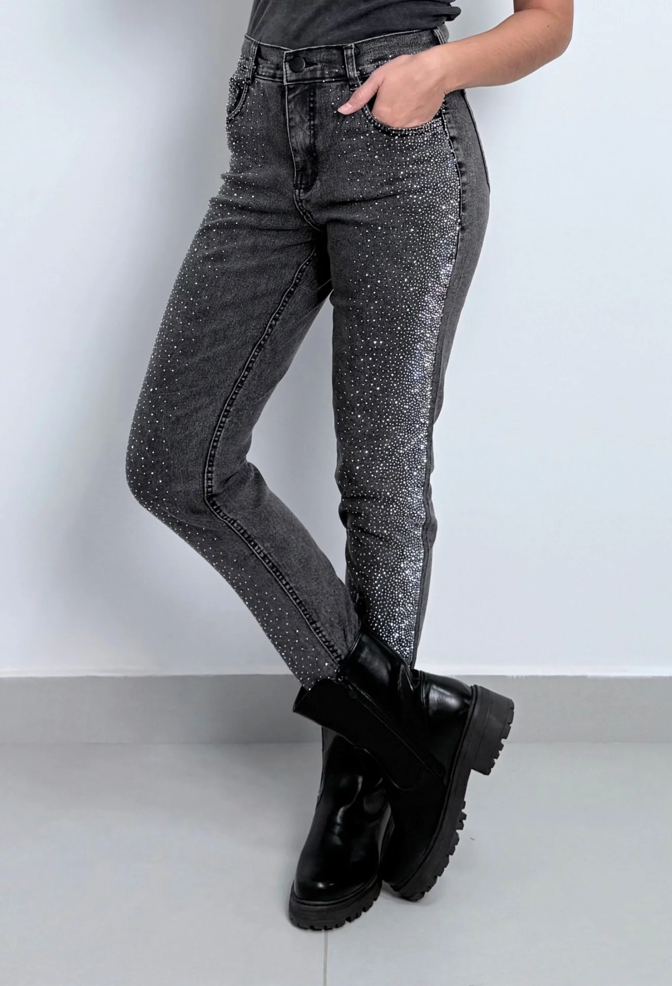 MIL564 - PANTALON STRASS SKINNY ELASTIZADO — vista 3