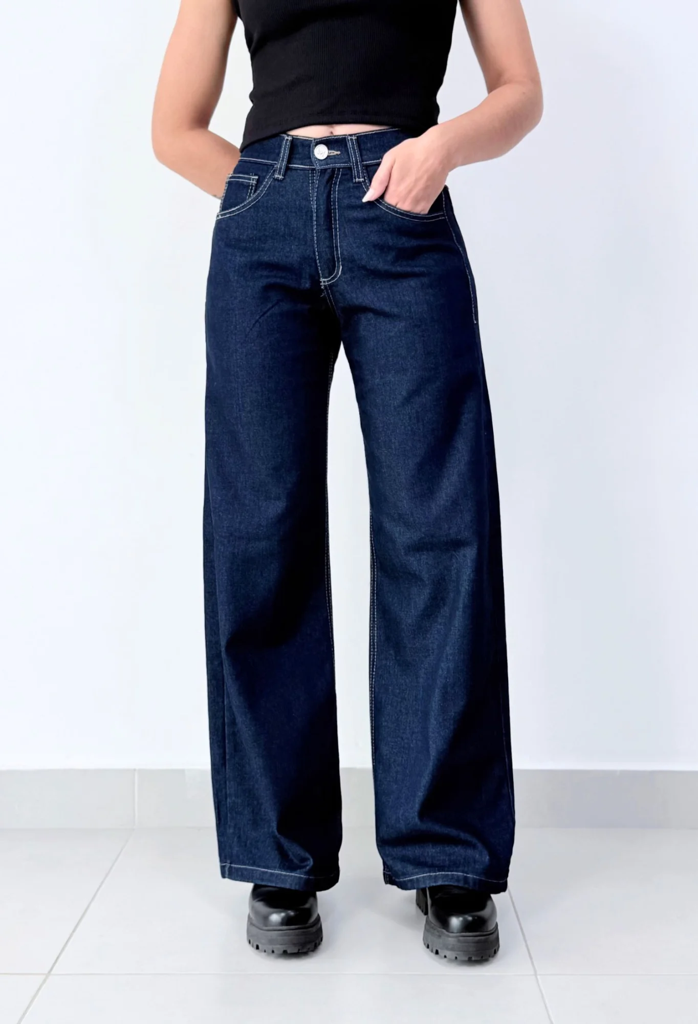 MIL557 - PANTALON WIDE CLASICO ELASTIZADO