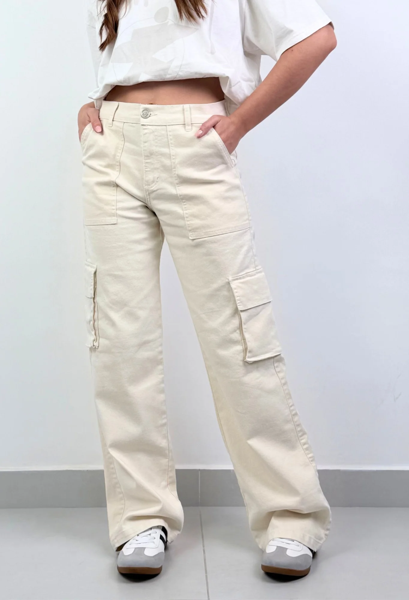 MIL523 - PANTALON WIDE CARGO ELASTIZADO