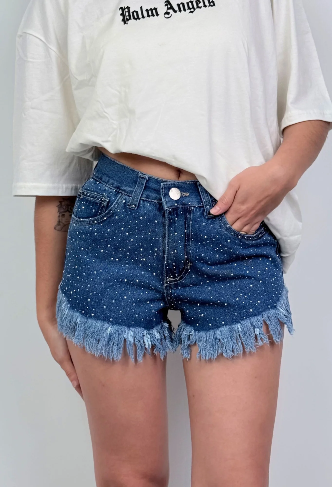 MIL737 - SHORT RIGIDO ESTRELLA STRASS