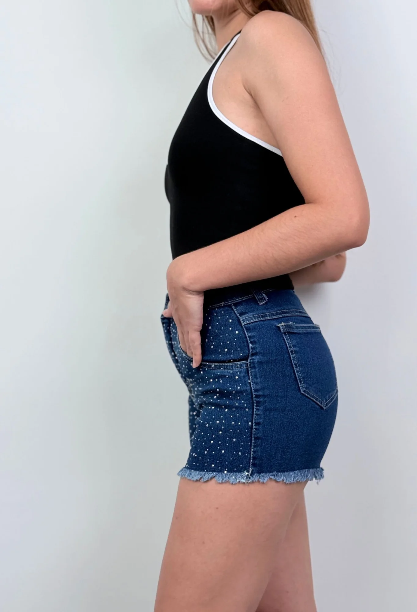 MIL565 - SHORT MINI STRASS ELASTIZADO — vista 3