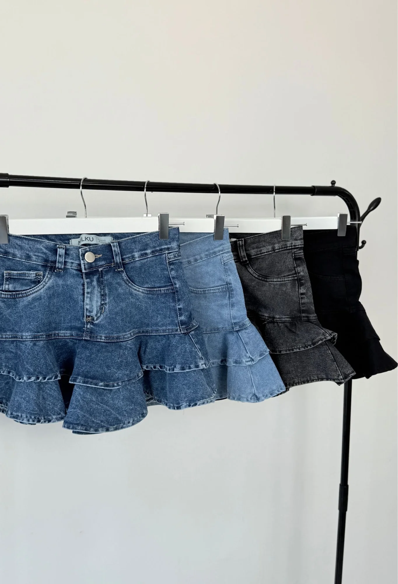 MIL544 - POLLERA MINI VOLADO ELASTIZADO — vista 7