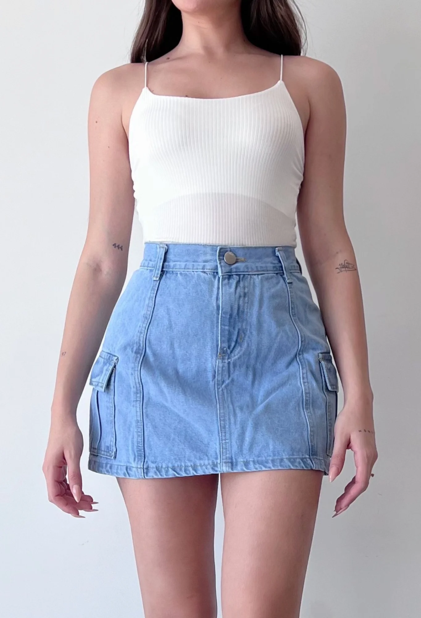 MIL487 - POLLERA MINI RIGIDO CARGO
