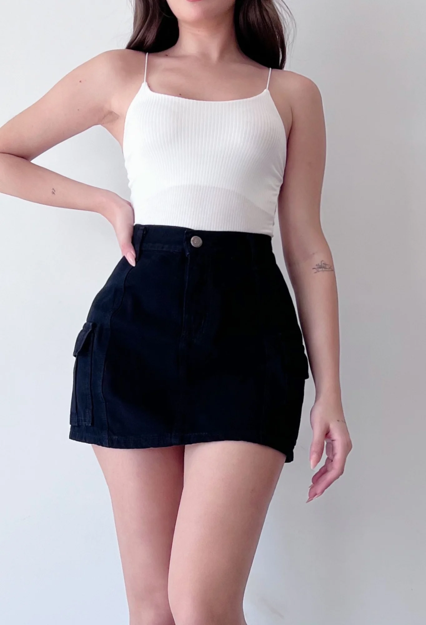 MIL487 - POLLERA MINI RIGIDO CARGO — vista 7